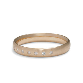 Vintage inspired Aurum ring, with lab-grown diamonds set in 14K gold. Designed and handcrafted in Portland, Oregon.