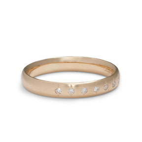 Vintage inspired Aurum ring, with lab-grown diamonds set in 14K gold. Designed and handcrafted in Portland, Oregon.