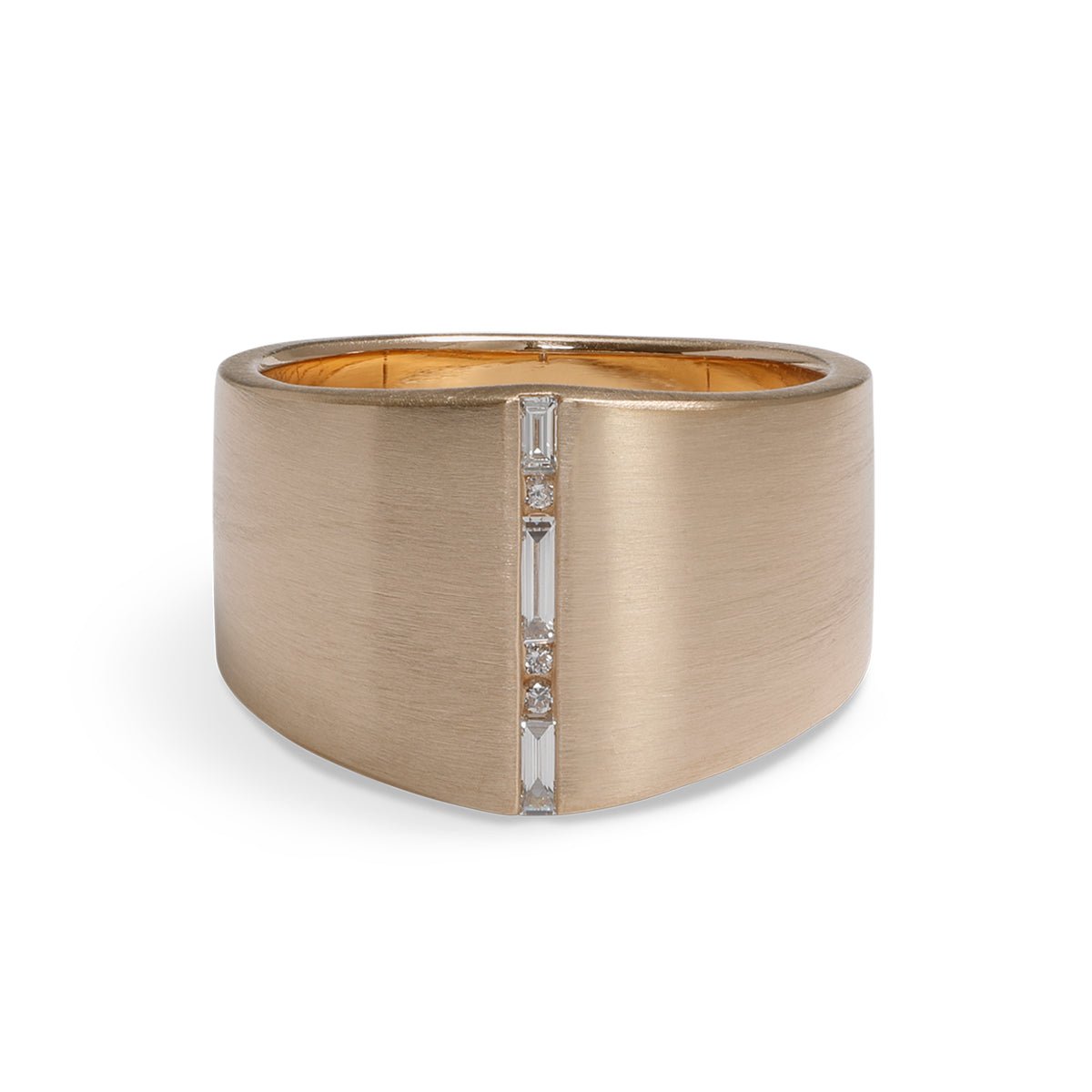 Decus 14K gold band, with lab-grown diamond accents. Designed in Portland, Oregon.