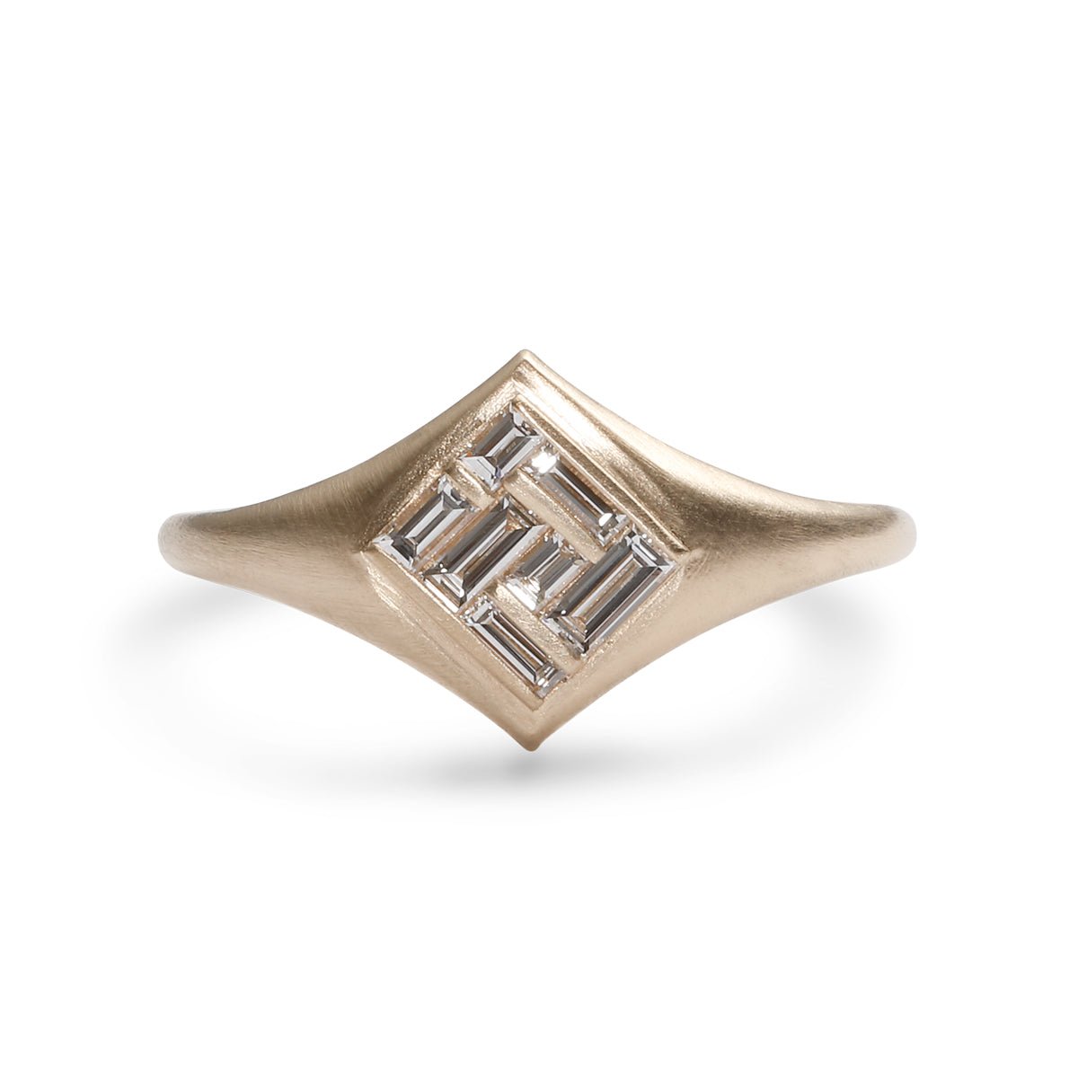 Elicio ring featuring channel-set lab-grown diamonds in a 14K gold band. Designed and handcrafted in Portland, Oregon.