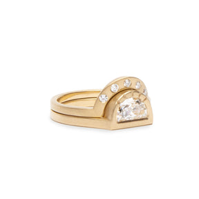 White Diamond Cor Ring stacked with the White Diamond Omnia Ring (Large). Omnia ring sold separately.