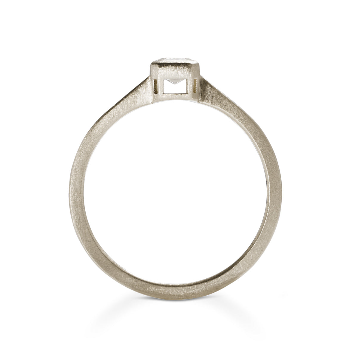 Emerald cut lab-grown diamond Honos ring (0.5 carat). Set in 14K recycled white gold and made in Portland, Oregon.