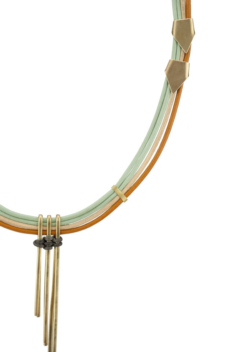 betsy & iya Sunset Under the Arches necklace muted rainbow leather