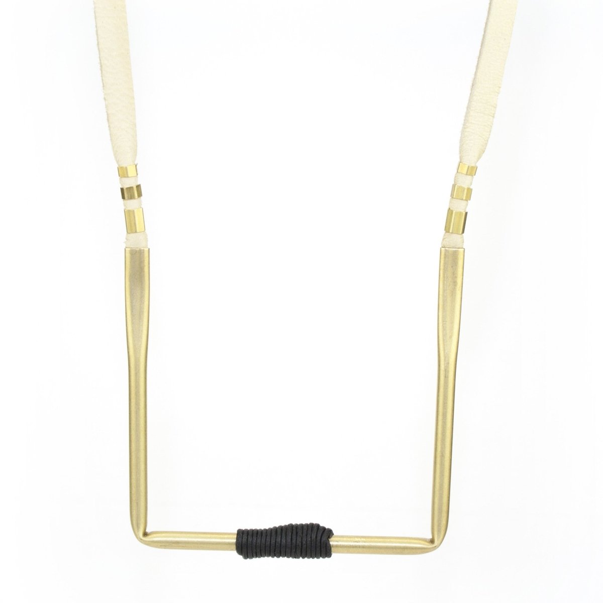 betsy & iya handmade leather and brass necklace