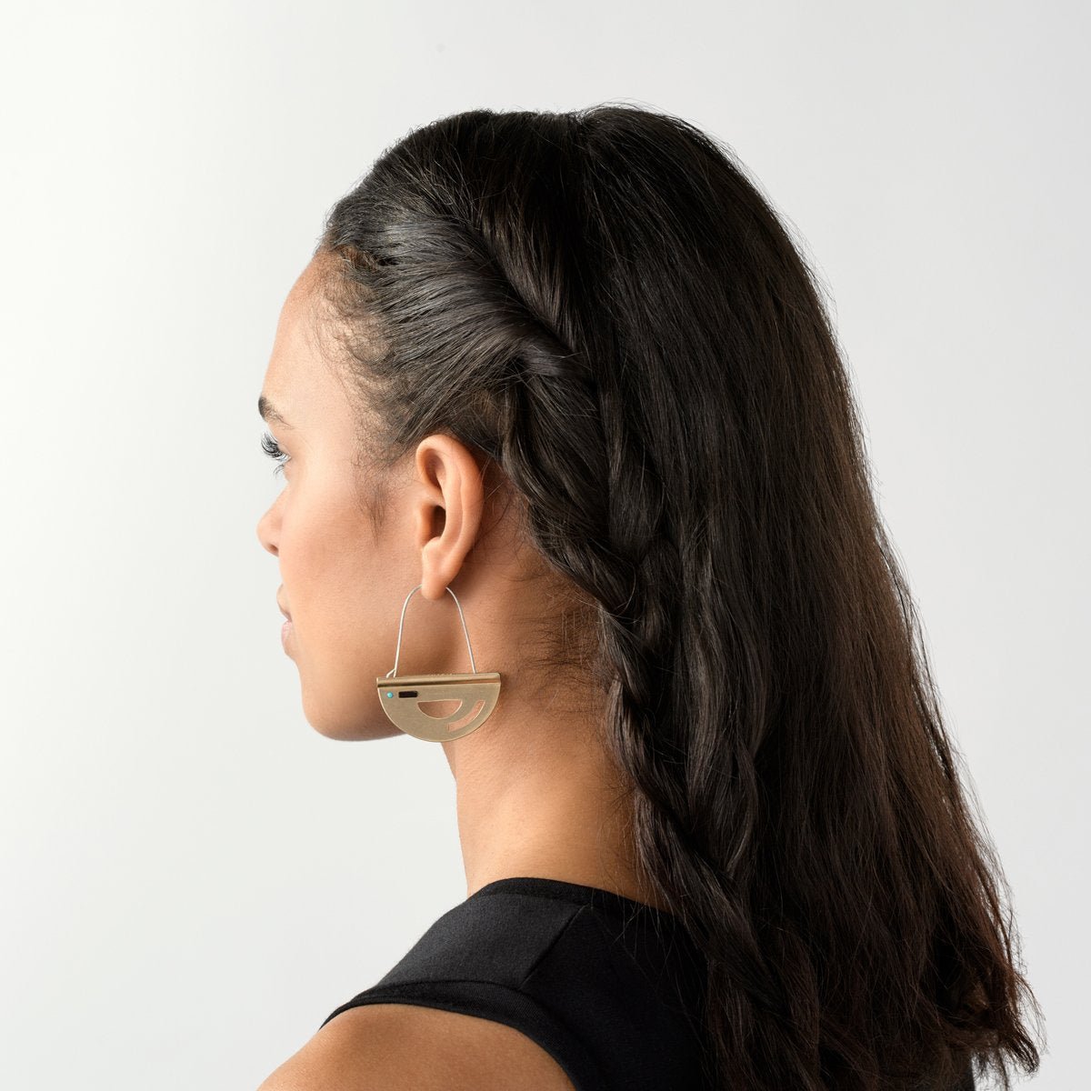 Bronze Barro earrings on model