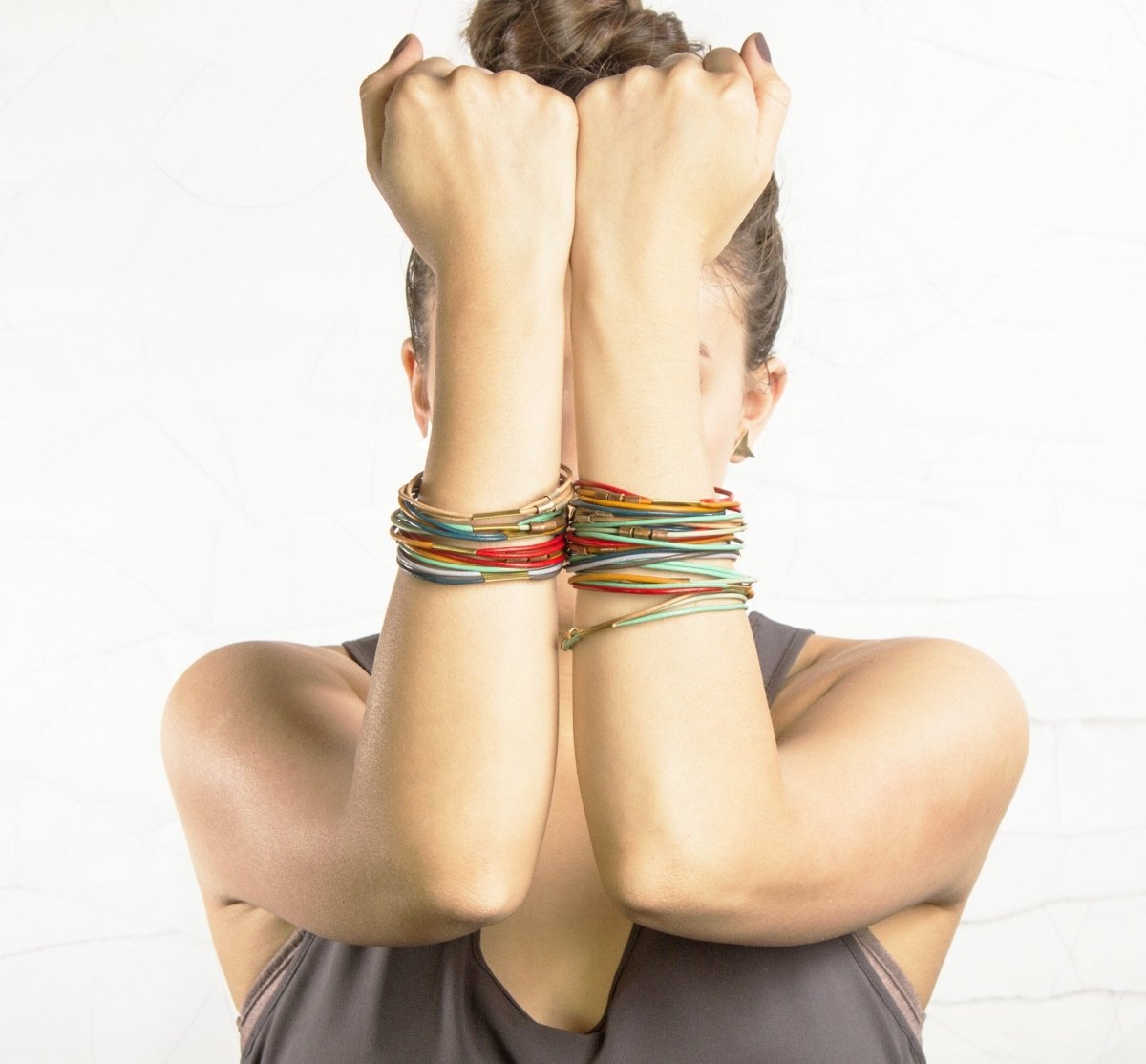 Multicolor Leather Bangles - Bracelets