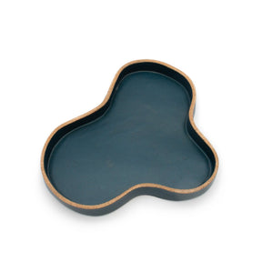 A blue blob tray centered on a white background. The Blob tray in Blue is designed and handmade by Kohai Ceramics in Portland, OR.