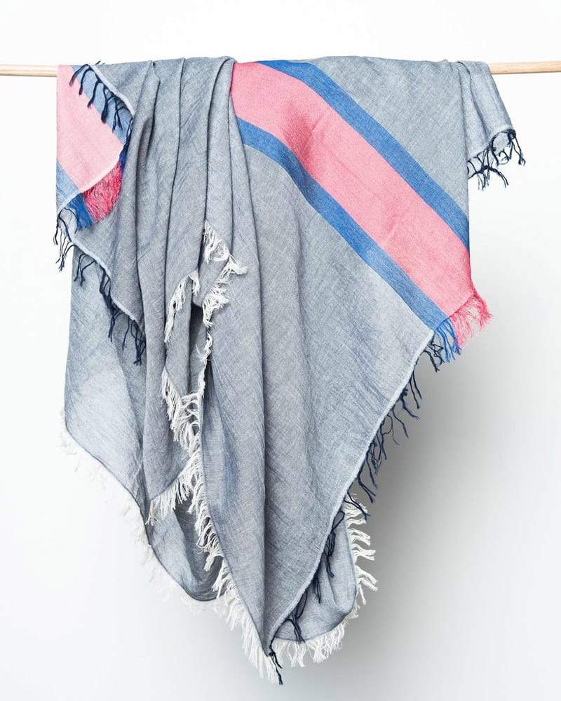Bloom & Give Tres Cotton Scarf Blue handcrafted in India