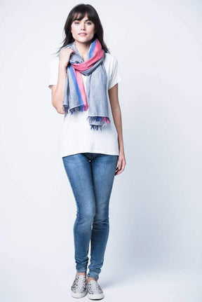 Bloom & Give Tres Cotton Scarf Blue handcrafted in India