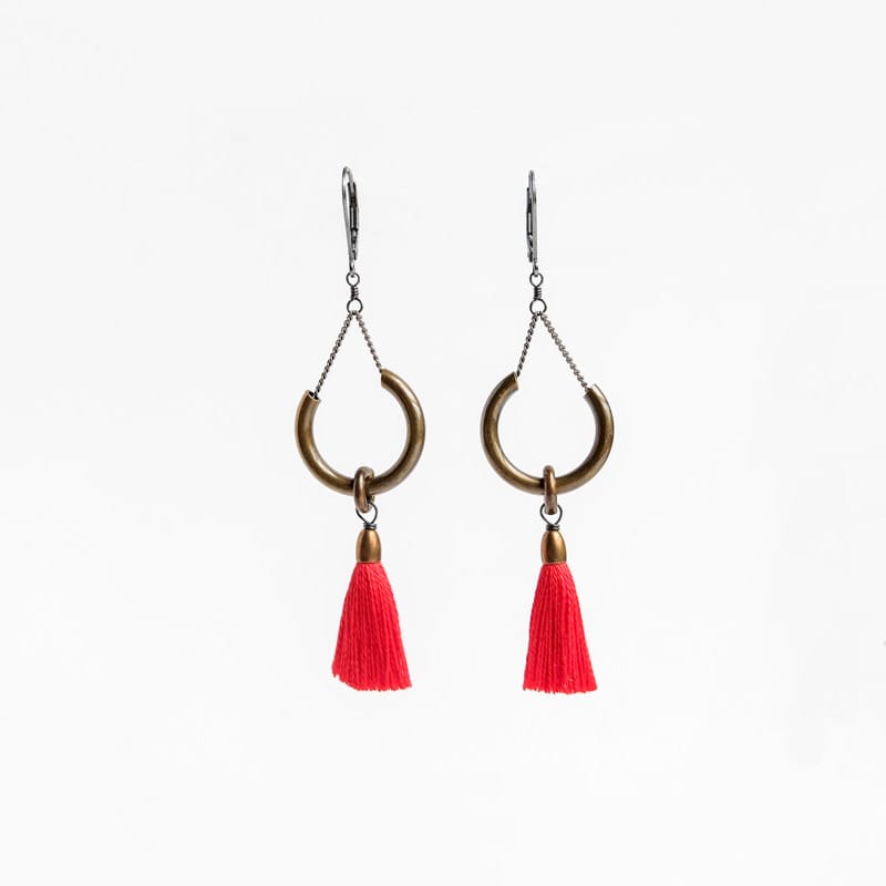 Boet Jewelry Duster Earrings Bright Red