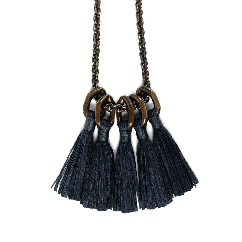 Boet Jewelry Silk Tassel Necklace in Charcoal
