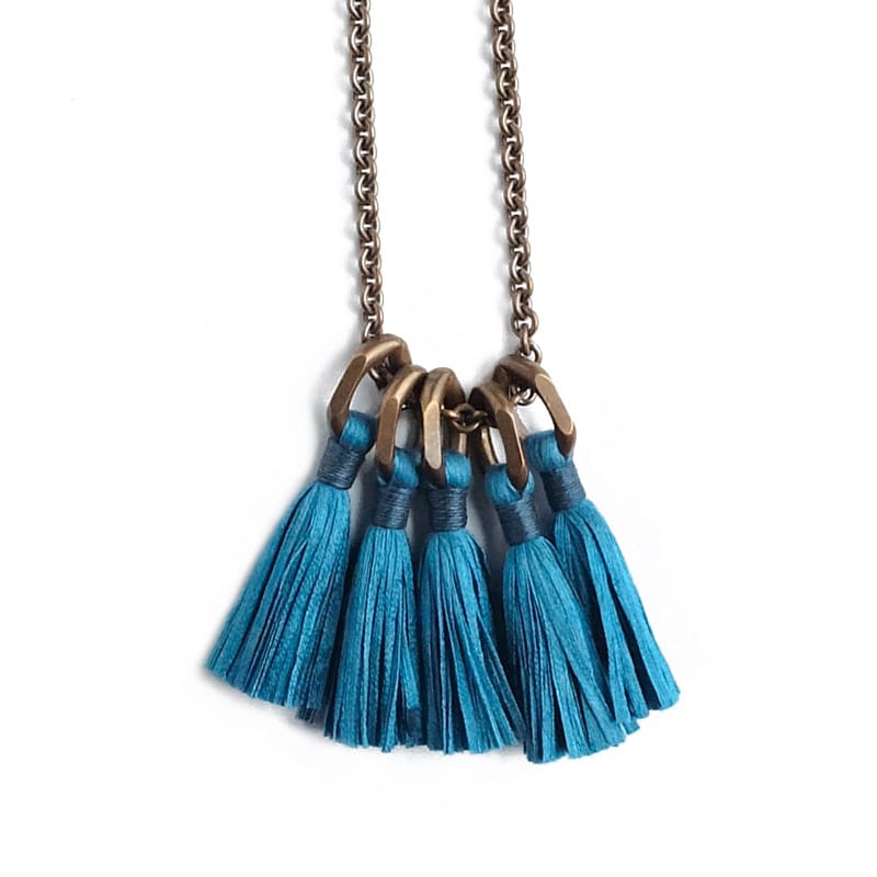 Boet Jewelry Silk Tassel Necklace in Ocean