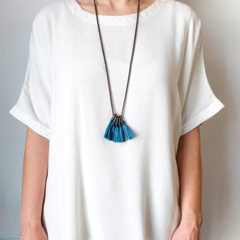 Silk Tassel Necklace - Ocean