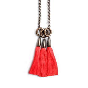 Boet Jewelry Silk Triad Necklace Bright Red