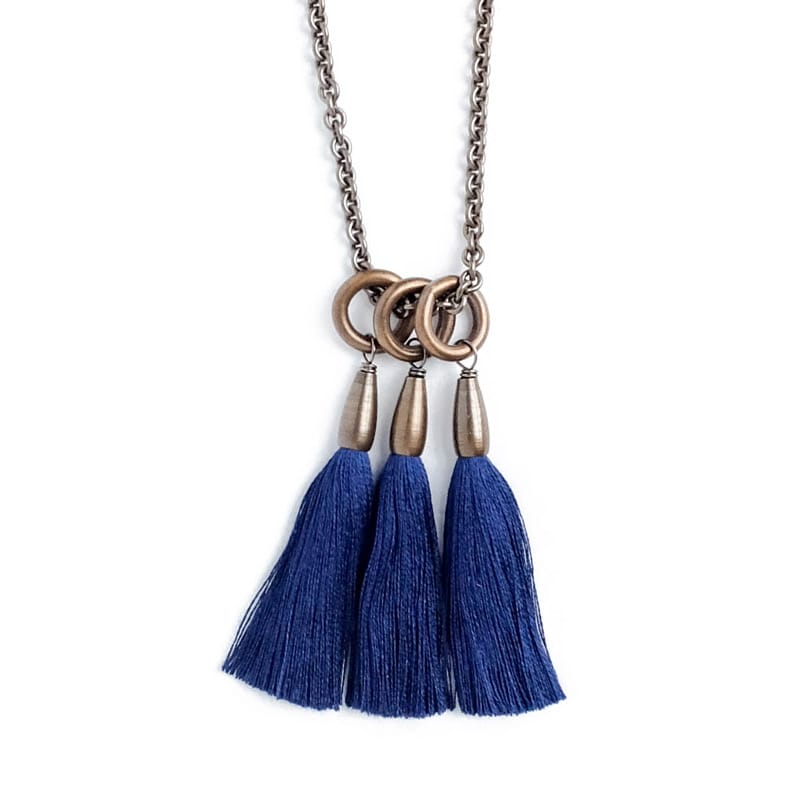 Boet Jewelry Silk Triad Necklace Indigo