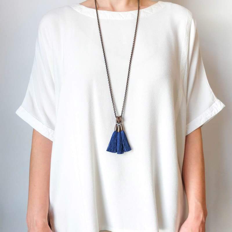 Boet Jewelry Silk Triad Necklace Indigo