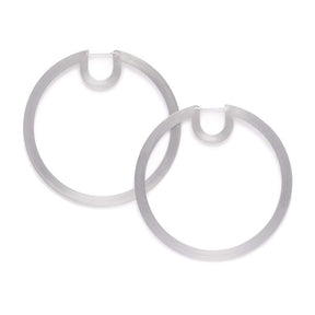 Bombona Large Hoop Earrings in Silver front view