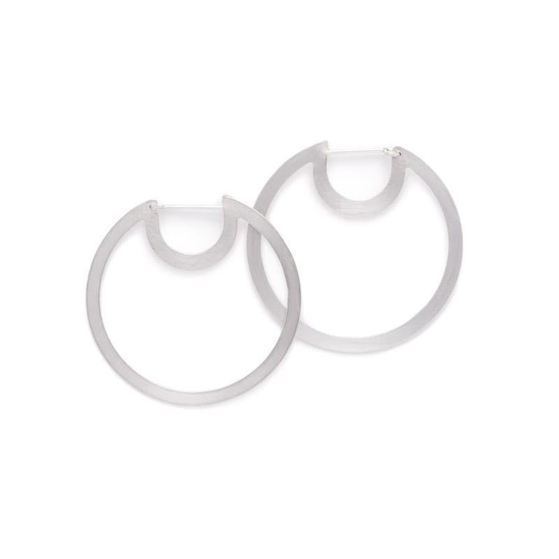 Bombona Small Hoop Earrings in Silver front view