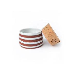 Wolf Ceramics Corked Jar White Horizontal Stripes