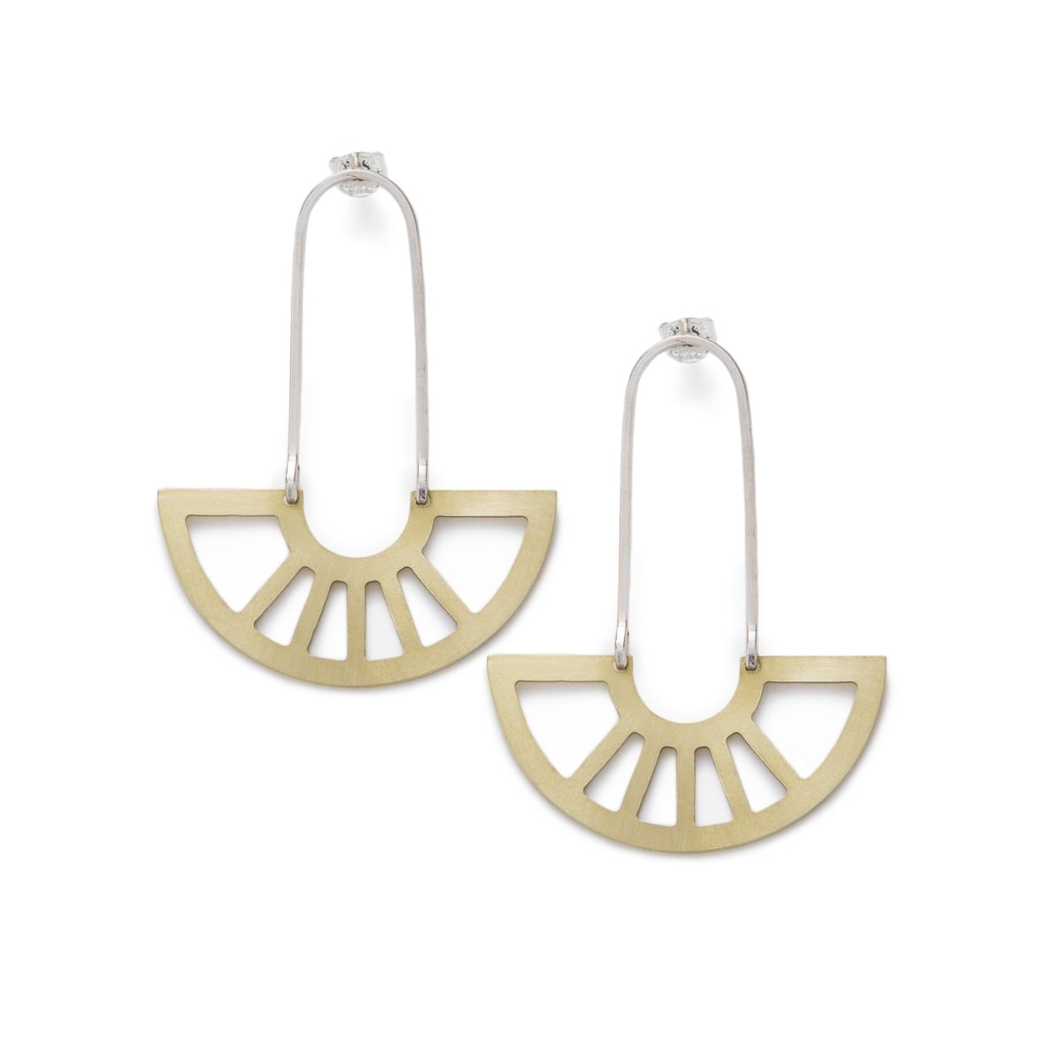 coro pendant earrings in brass front/back