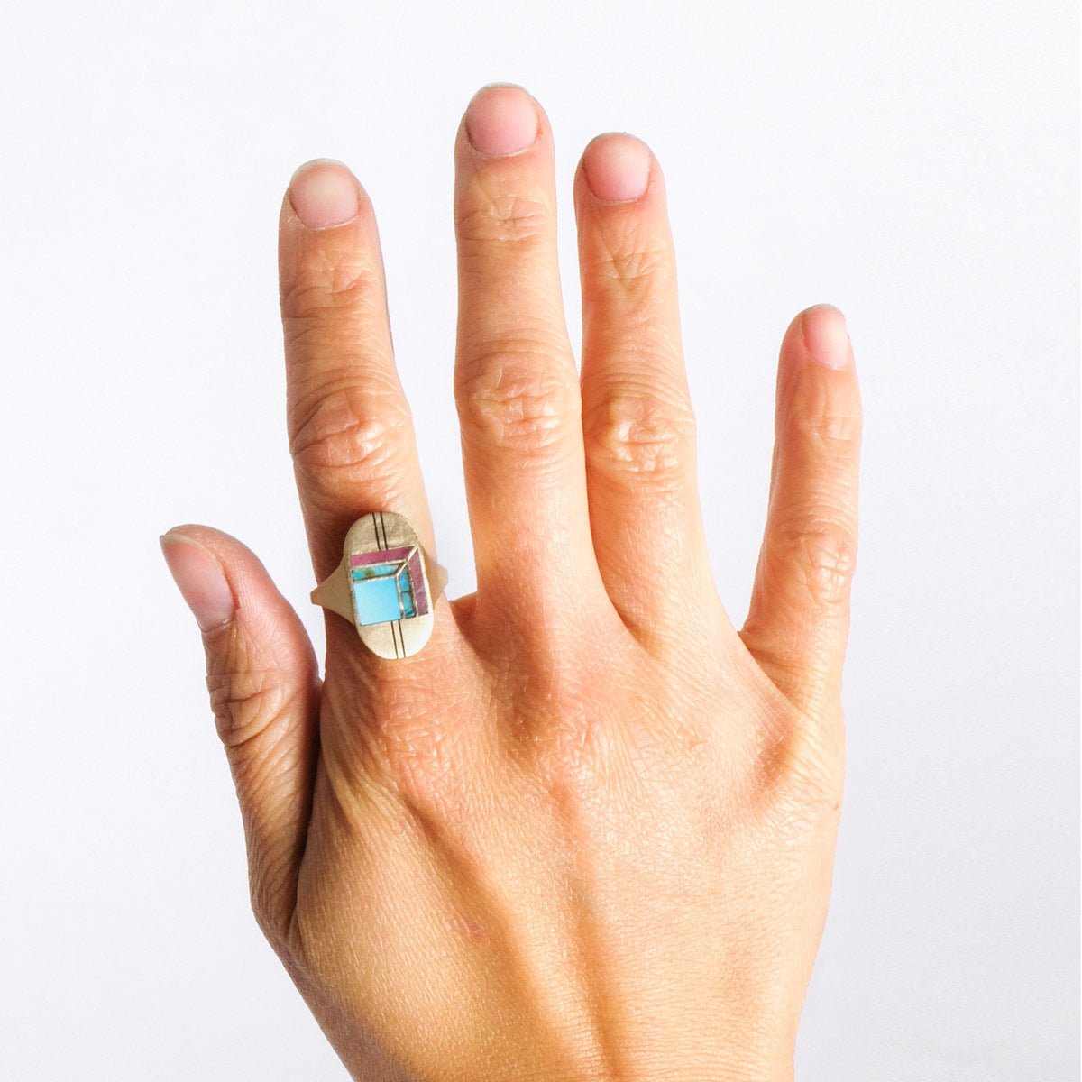 Inlay Statement Cocktail Ring