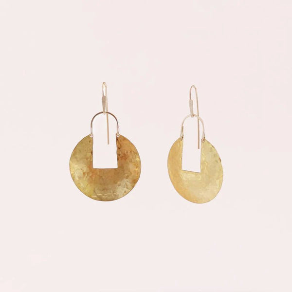 Demimonde Small Hammered Brass Medallion Earrings