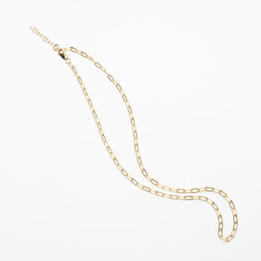 A chain link gold-fill choker style necklace. The Gold-fill Oval Layering Choker is designed and handcrafted by Deivi Arts Collective in Vancouver, Canada.