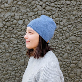 Hand-knit wool Emma Hat in Sky Blue from Dinadi