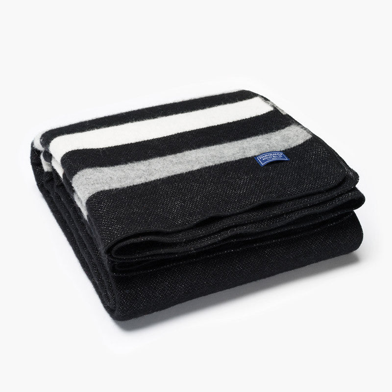 Faribault Woolen Mills Revival Stripe Wool Throw - Black