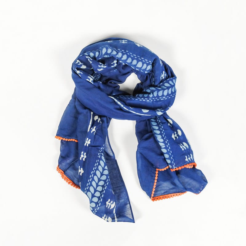 Ichcha Block Print Scarf in Nila