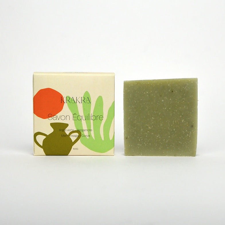 A square soap bar infused with bergamot essential oils. Handcrafted in Bordeaux, France by Krakra Cosmetics.