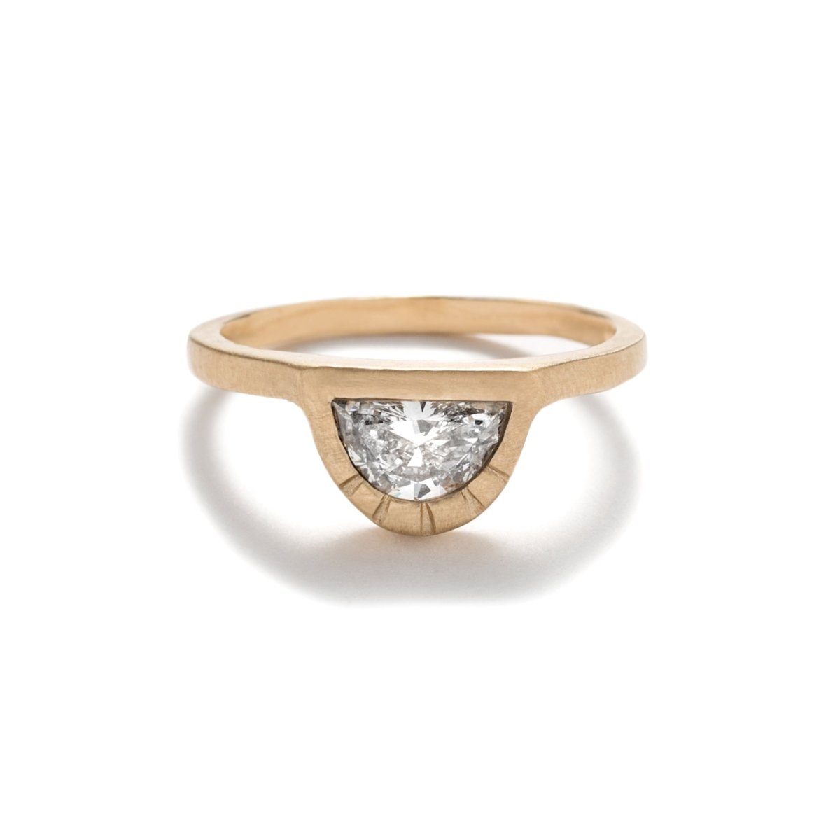 "Omnia" large half moon diamond ring matte - betsy & iya