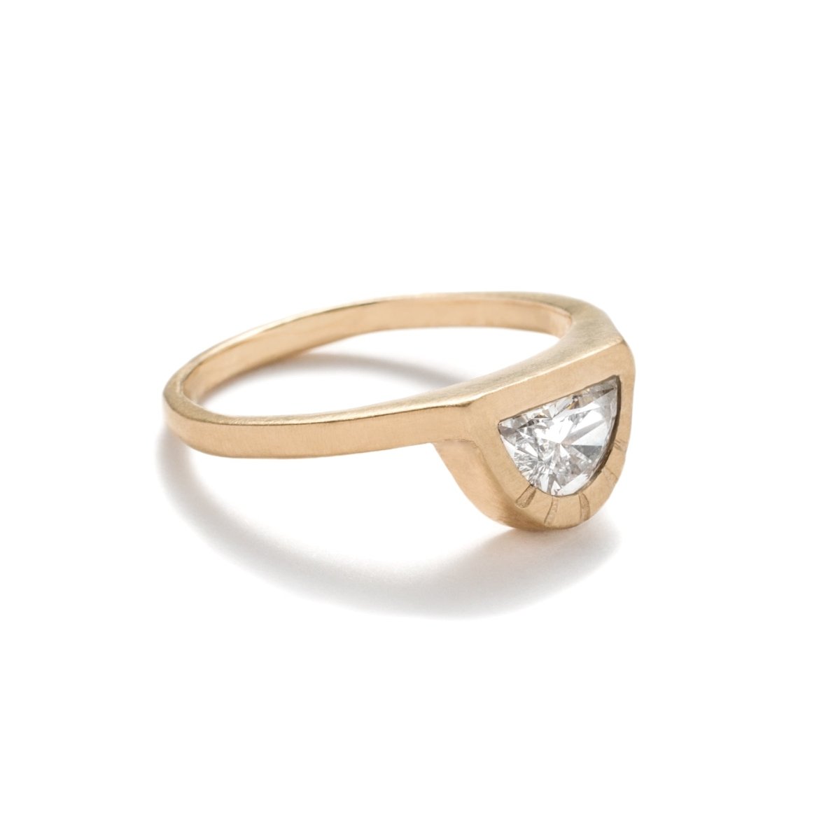 "Omnia" large half moon diamond ring matte - betsy & iya