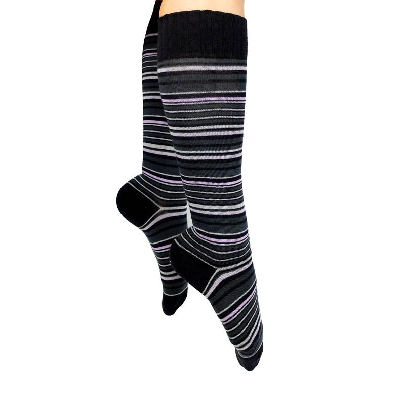 Multi Stripe Knee High Sock - Black