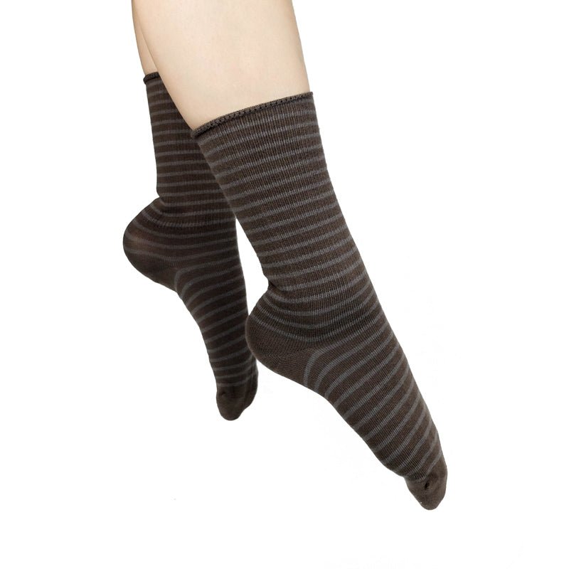 Striped Slouch Socks - Cocoa/Truffle
