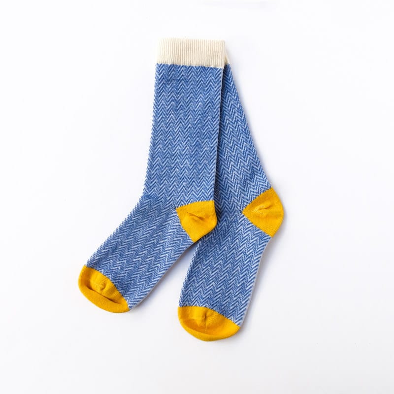 Little River Sock Mill Textured Herringbone Crew Cornflower