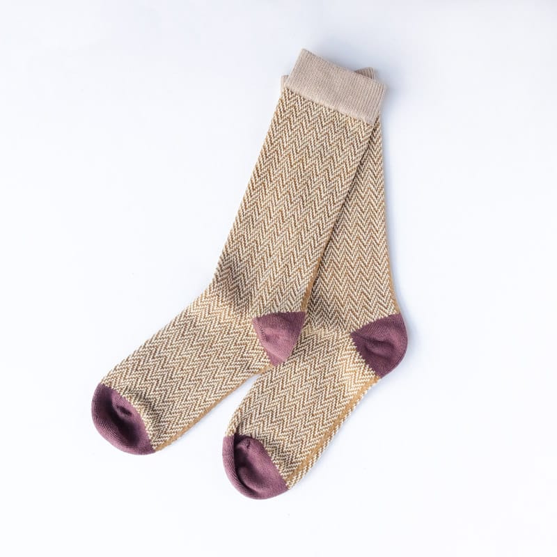 Little River Sock Mill Textured Herringbone Crew Taupe