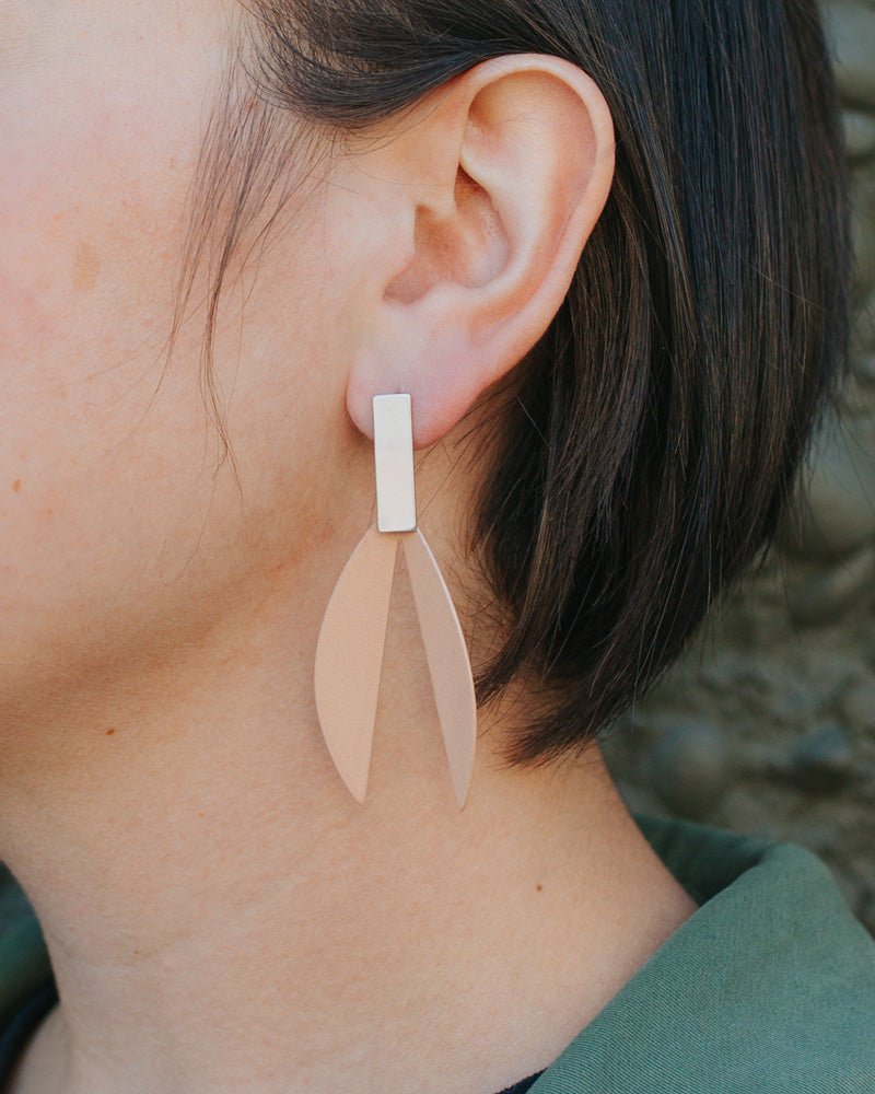 Lotus Earrings in Silly Putty and Silver