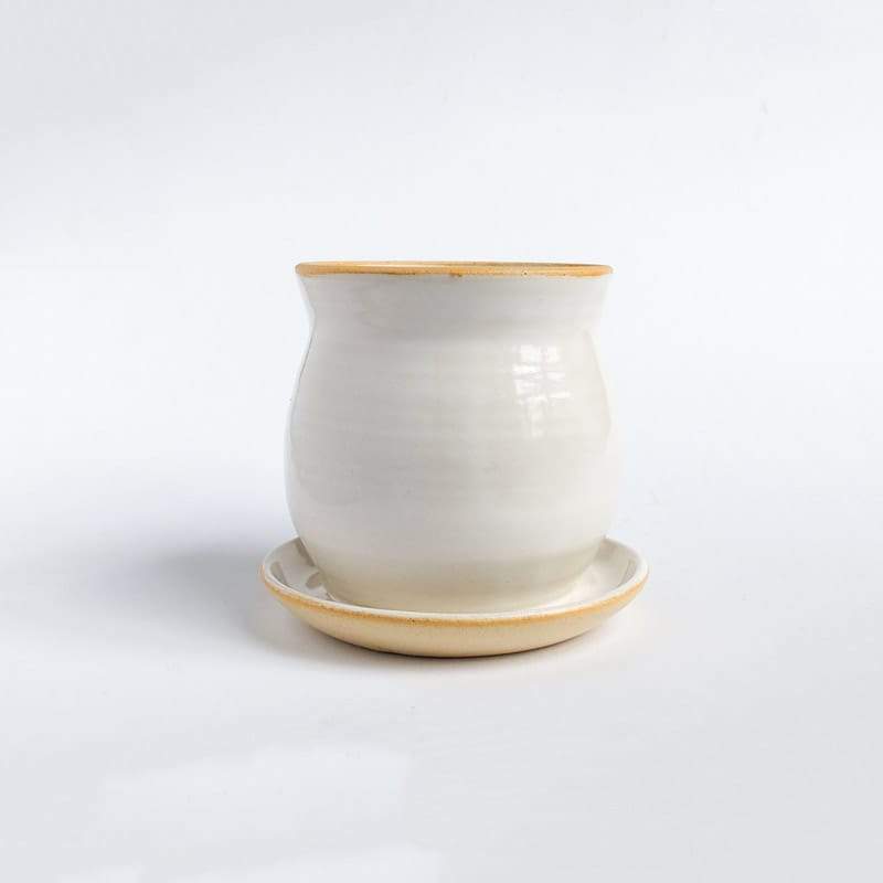 Margaret & Beau Medium Planter White Cream Solid