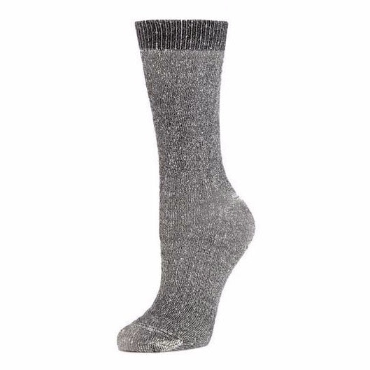 Grey crew sock with a ribbed collar and extra cushion. The Marled Boot Crew Sock in Charcoal is from Zkano and made in Alabama, USA.