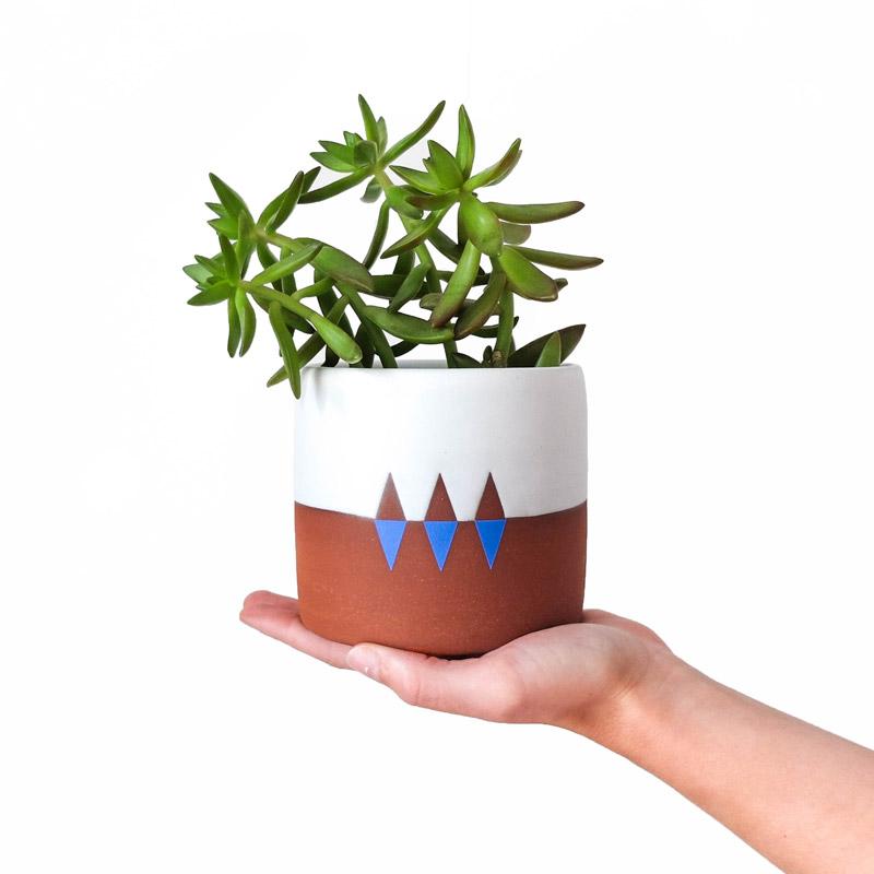 Medium Planter - Cerulean Diamonds