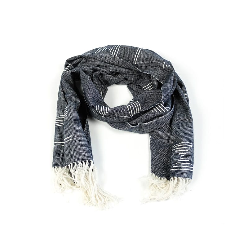 Minna handwoven Blue Shapes Cotton Scarf