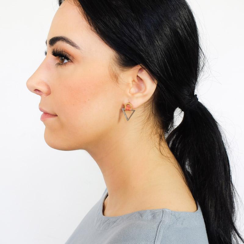 Molly M Designs Tab Triangle Stud Earrings Papaya