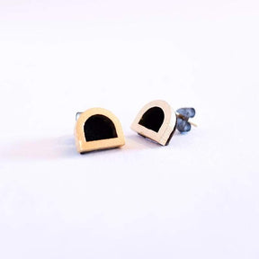 Molly M Designs Tab Stud Earrings Gold and Black