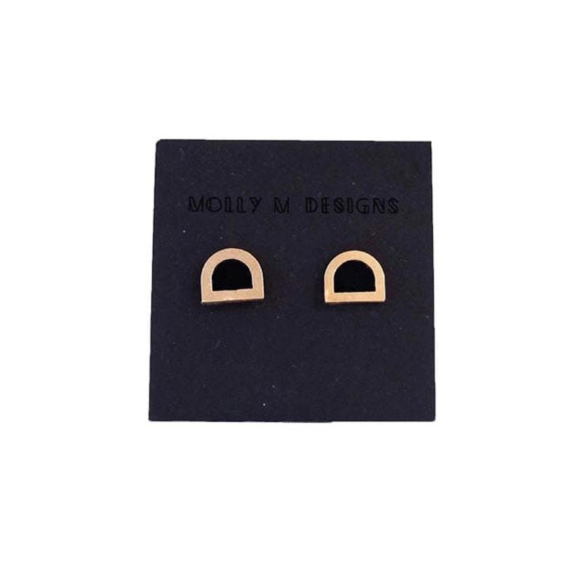 Molly M Designs Tab Stud Earrings Gold and Black