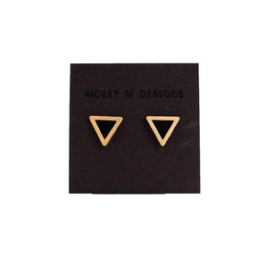 Molly M Designs Triangle Stud Earrings Gold and Black