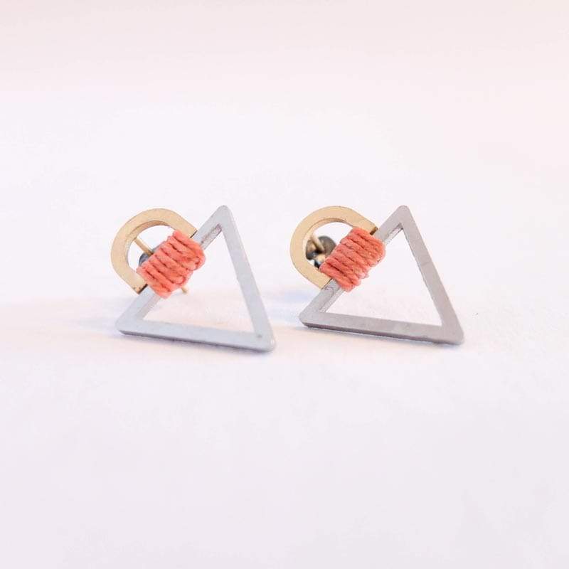Molly M Designs Tab Triangle Stud Earrings Papaya
