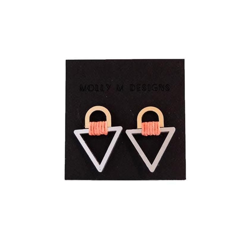 Molly M Designs Tab Triangle Stud Earrings Papaya