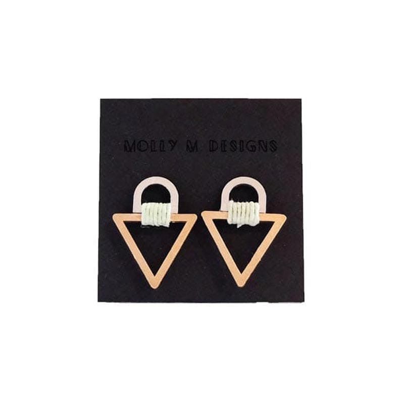 Molly M Designs Tab Triangle Stud 2 Earrings Green