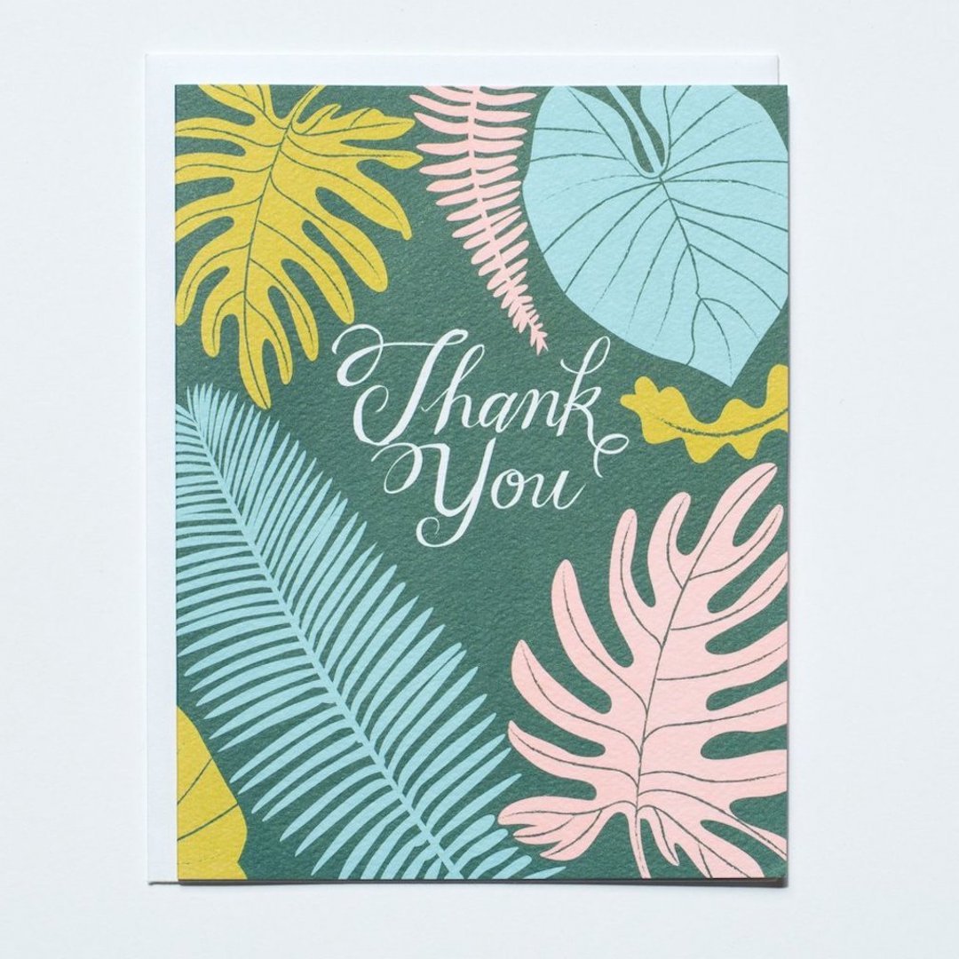 Tropical Leaves "Thank You" Card